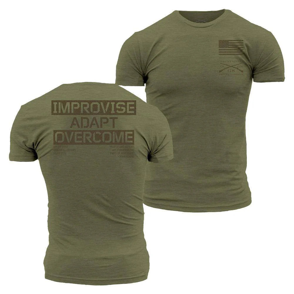 Grunt Style Men's IMPROVISE ADAPT OVERCOME T-SHIRT - MILITARY GREEN