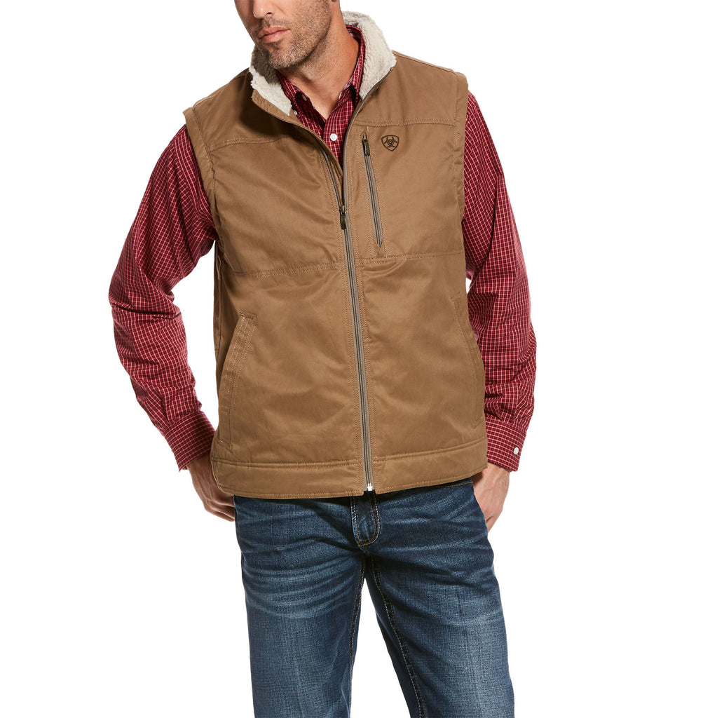 Ariat 10028416 Men's Grizzly Canvas Vest in Cub Cotton