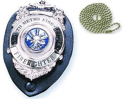 Black - Leather Police Badge Holder with Clip - Galaxy Army Navy