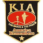 PINS- KIA, AMERICA REMEMBERS (SHIELD) BLK/RED (1-1/8")