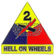 PINS- ARMY, 002ND ARM.DIV. HELL ON WHEELS (1")