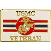 PINS- USMC Marine Core LOGO,VETERAN,REC (1")