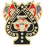 PIN- USMC, Marine Core SPADE & FLAGS (1-1/8")