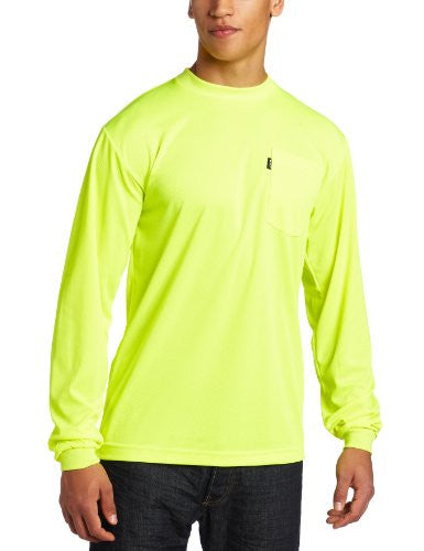 Key Apparel Men's Long Sleeve Enhanced Visibility Waffle Weave Pocket Tee Shir