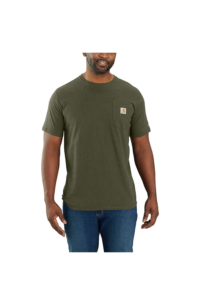 Carhartt Men's Force Relaxed Fit Midweight Short-Sleeve Pocket T-Shirt in Basil Heather